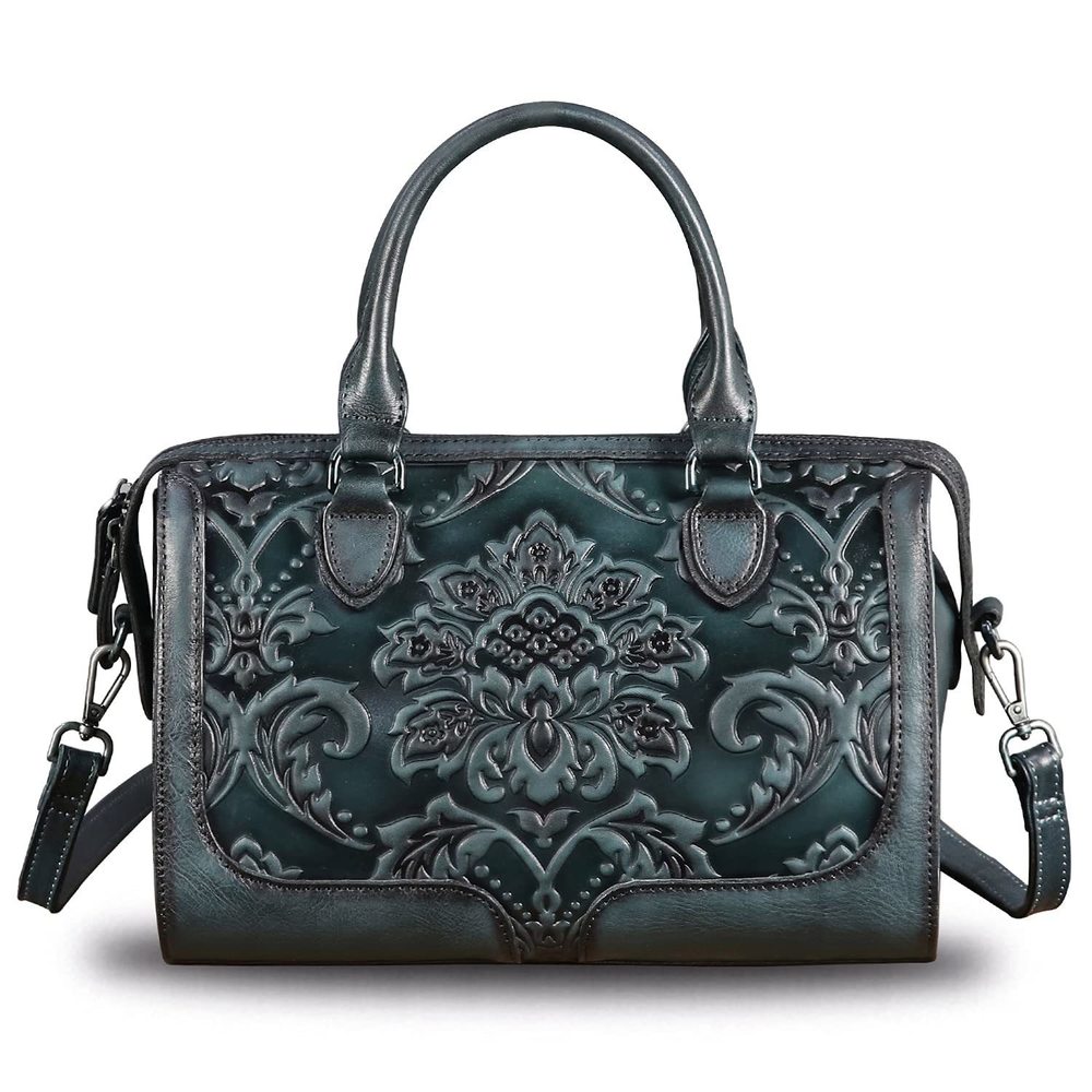 Genuine Leather Top Handle Handbag Handmade Vintage Satchel Retro :]